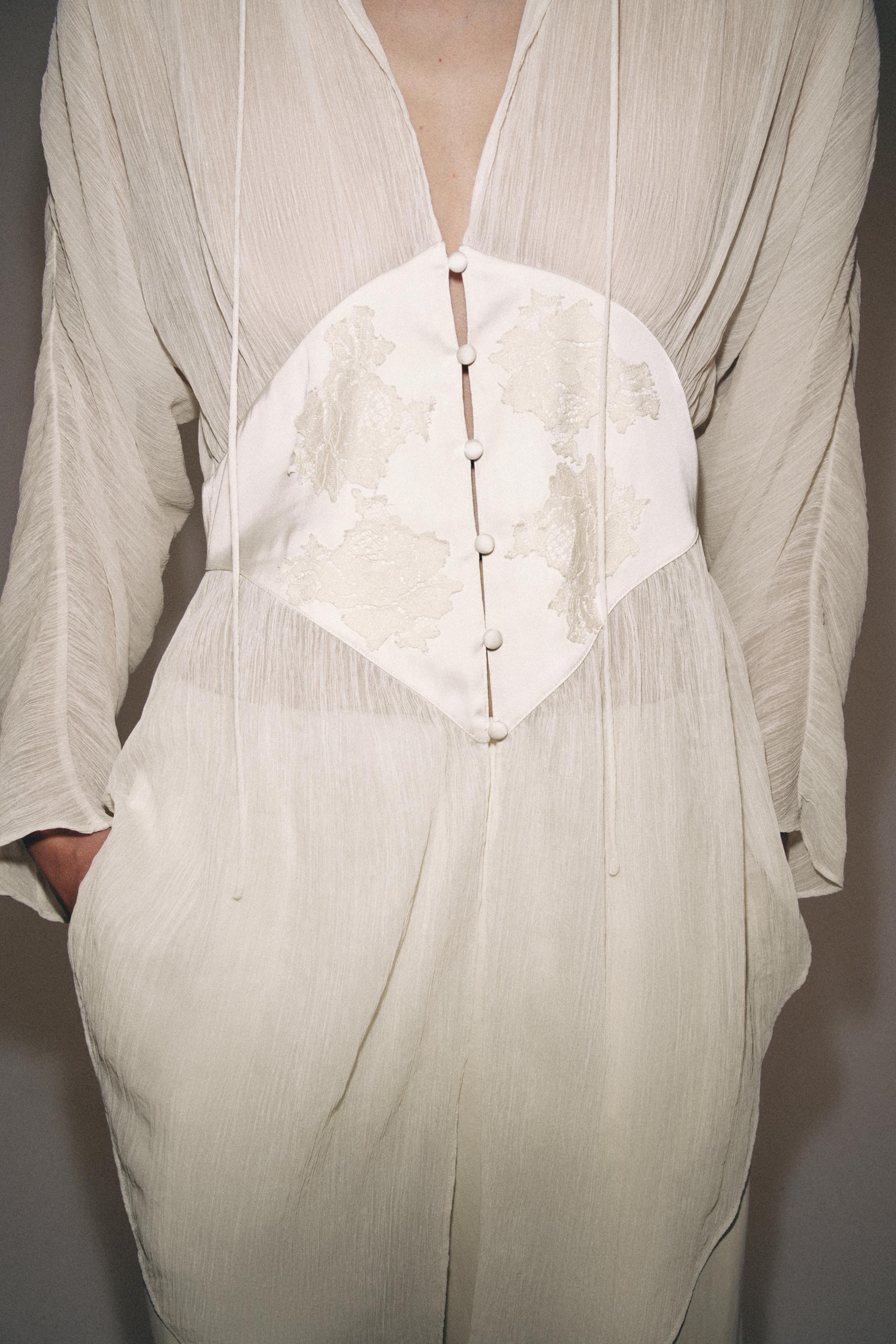 BLOUSE EN GEORGETTE AVEC DENTELLE ZW COLLECTION